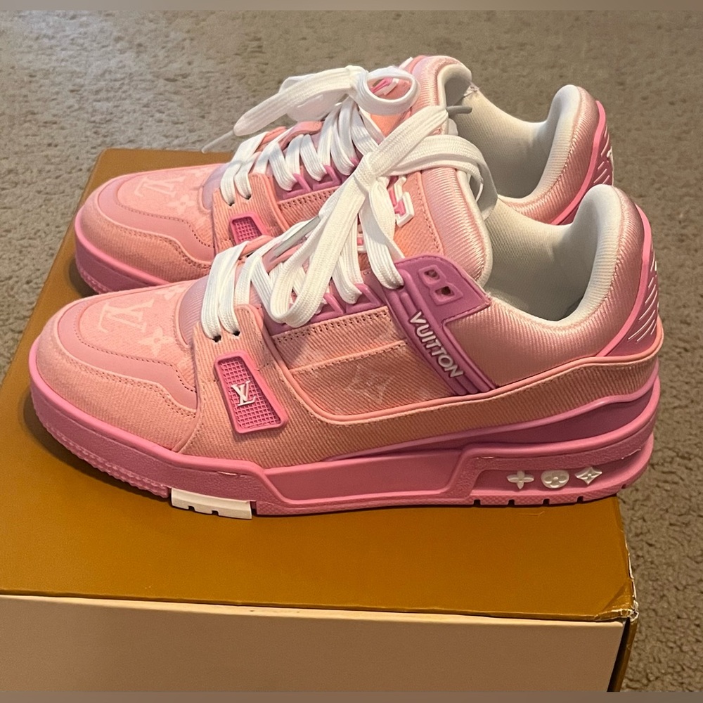 Pink and White Low-Top Sneakers